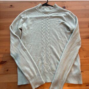 Karen Scott Seafoam Green Knit Cable Turtleneck Sweater Size S